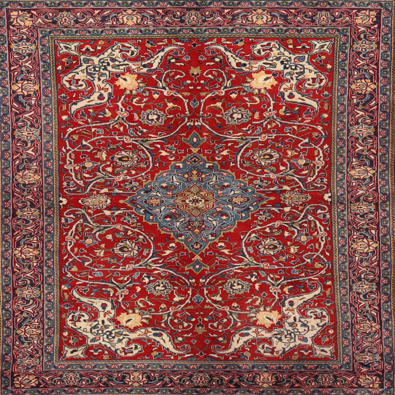 Tapis oriental rouge / rose Zak, Carré 8 pi