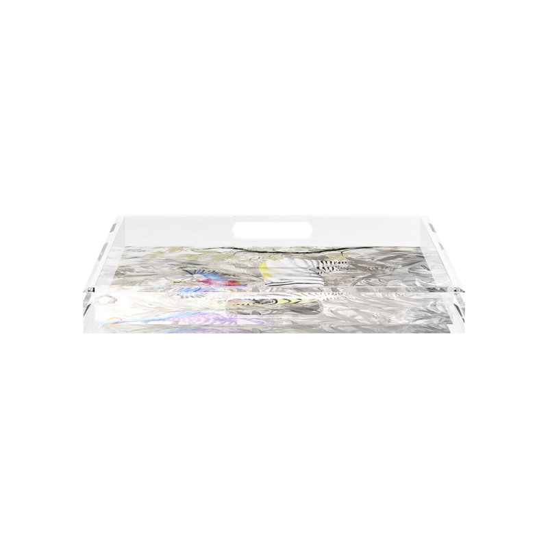 Arcadia Zebra Acrylic Square Decorative Tray, 15"W x 15"D x 2"H