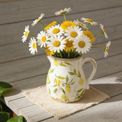 Ceramic Pitcher Vase with Lemon Motif