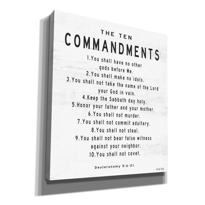 «The Ten Commandments» par Cindy Jacobs, art mural sur toile, H 30 po x l 26 po x P 1,5 po