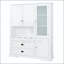 Buffet de cuisine traditionnel autoportant avec huche, grande armoire de rangement avec tiroirs, tablette de porte et tablettes réglables-1351583934