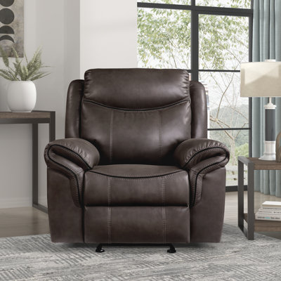 Bayshore 42" Modern & Contemporary Breathable Faux Leather Glider Reclining Chair with Gentle Gliding Motion & Tab Pull Recline