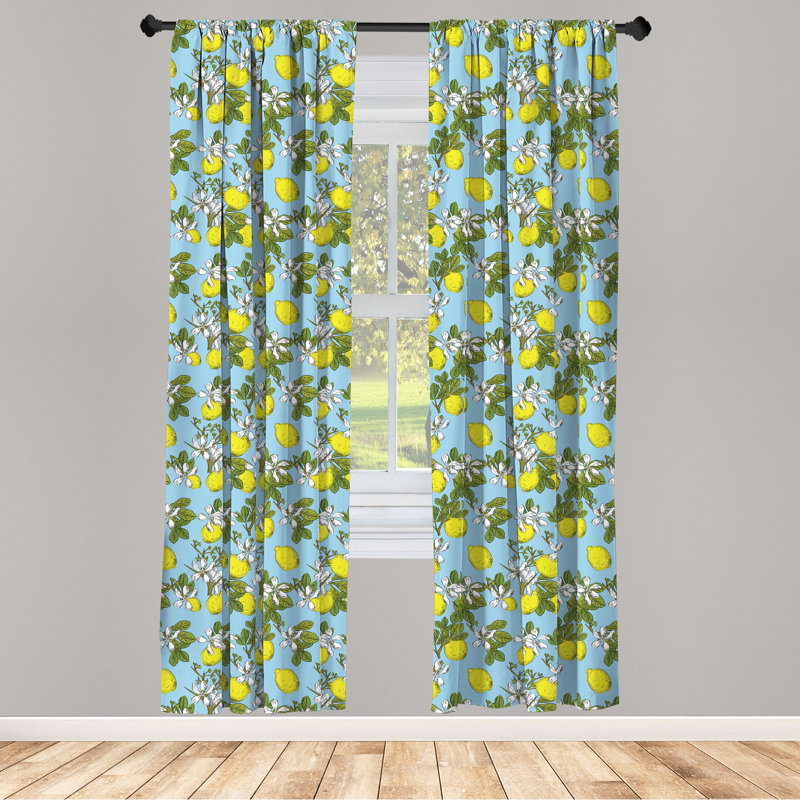 Botanical Floral Semi-Sheer Rod Pocket Curtain Panels, 28" x 84"
