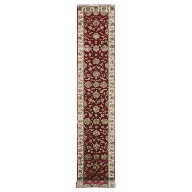 Tapis de couloir rouge nouvel âge en laine 2 pi 7 po x 16 pi 4 po Cabeza