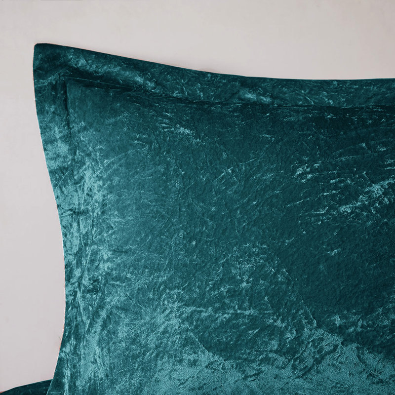 Literie en velours bleu sarcelle pour lit double / grand lit, coussin décoratif, housse de couette moderne lavable à la machine et facile à laver