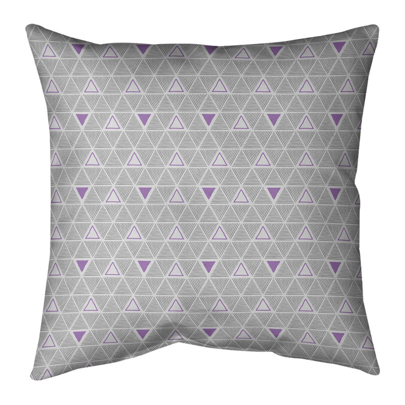 Housse de Coussin décoratif triangles dessinés à la main, 14 po x 14 po, Accent violet, Faux Suède