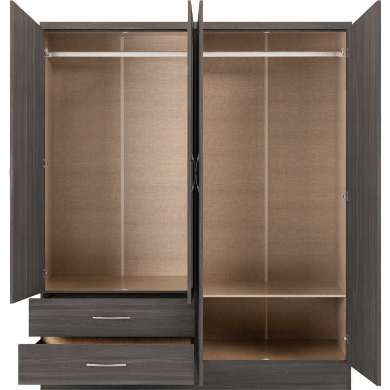 Cascio 4 Door Wardrobe, Black Wood Grain