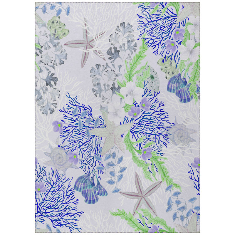 Gullette Washable Floral Indoor / Outdoor Rug, Rectangle 9' x 12'