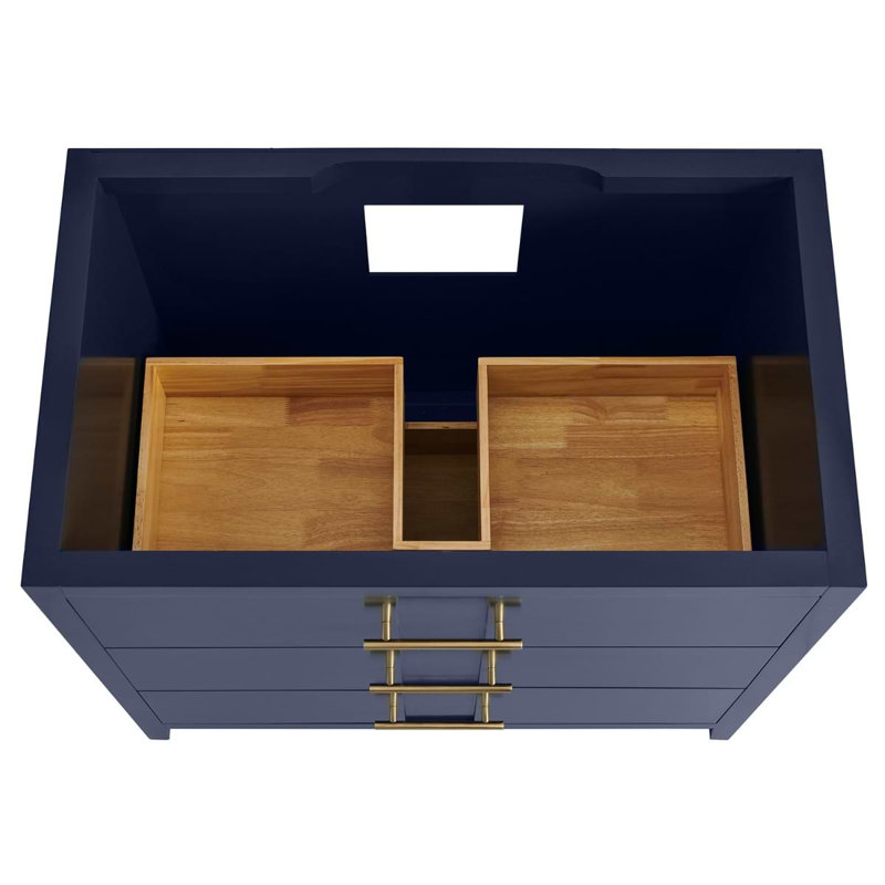 Iconic 36" Freestanding Standard Single Bathroom Vanity with Top, Navy, Gold