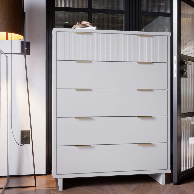 Commode 38 "Granville en blanc (5 tiroirs), Blanc