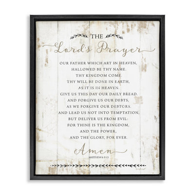 «Our Father Rustic Prayer», art mural sur toile flottante noire par Jennifer Pugh