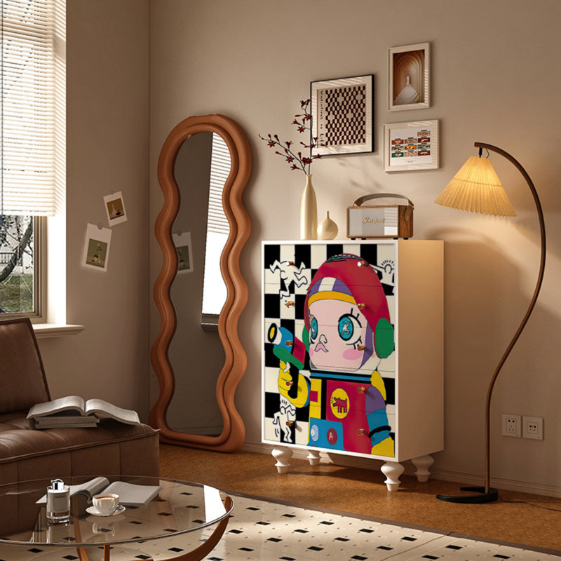 Modern Cartoon Painted 5-Drawer Accent Chest
