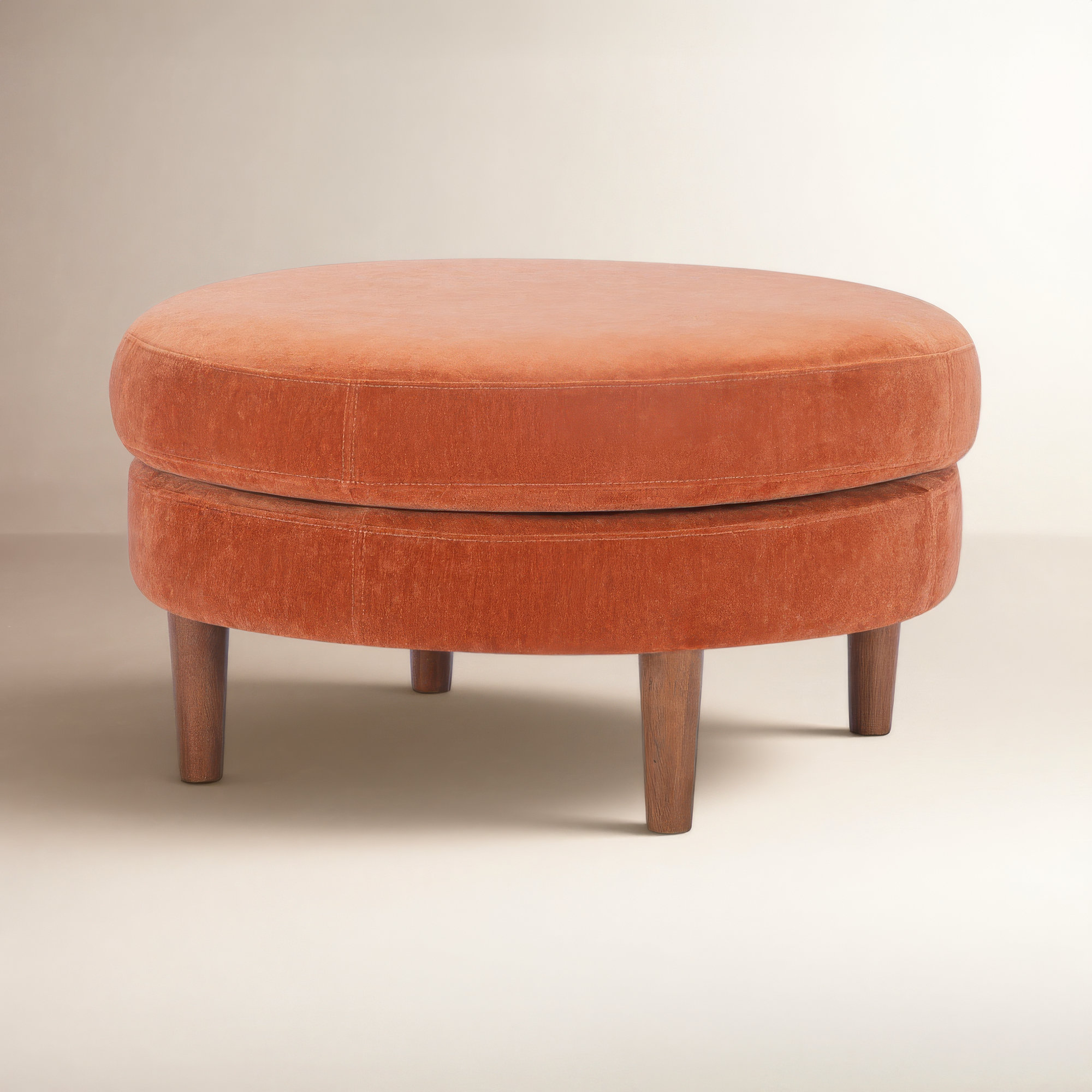 Landen Upholstered Ottoman, Rust Performance Chenille