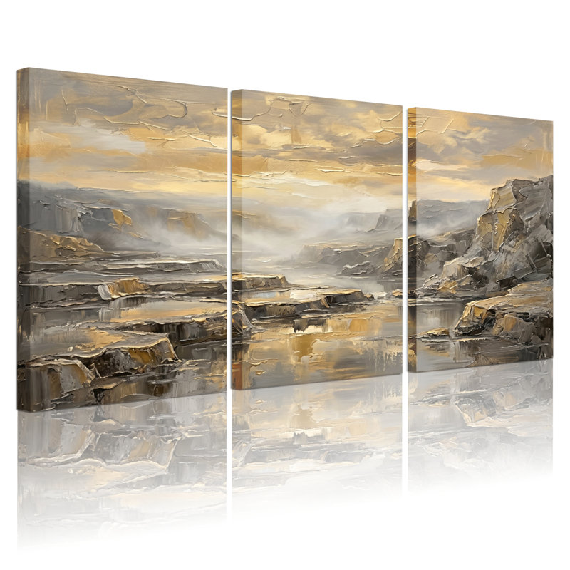 Ensemble de 3 tableaux sur toile représentant des paysages de montagne, parfaits pour décorer le salon, la chambre à coucher ou la maison.
