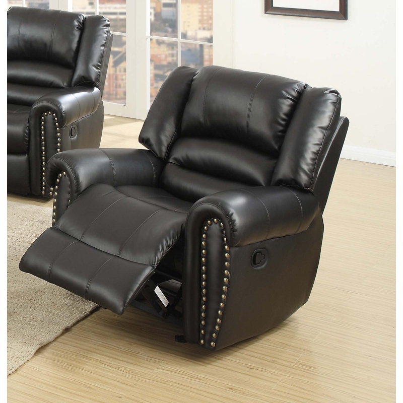 Fauteuil inclinable et oscillant en cuir reconstitué, Noir