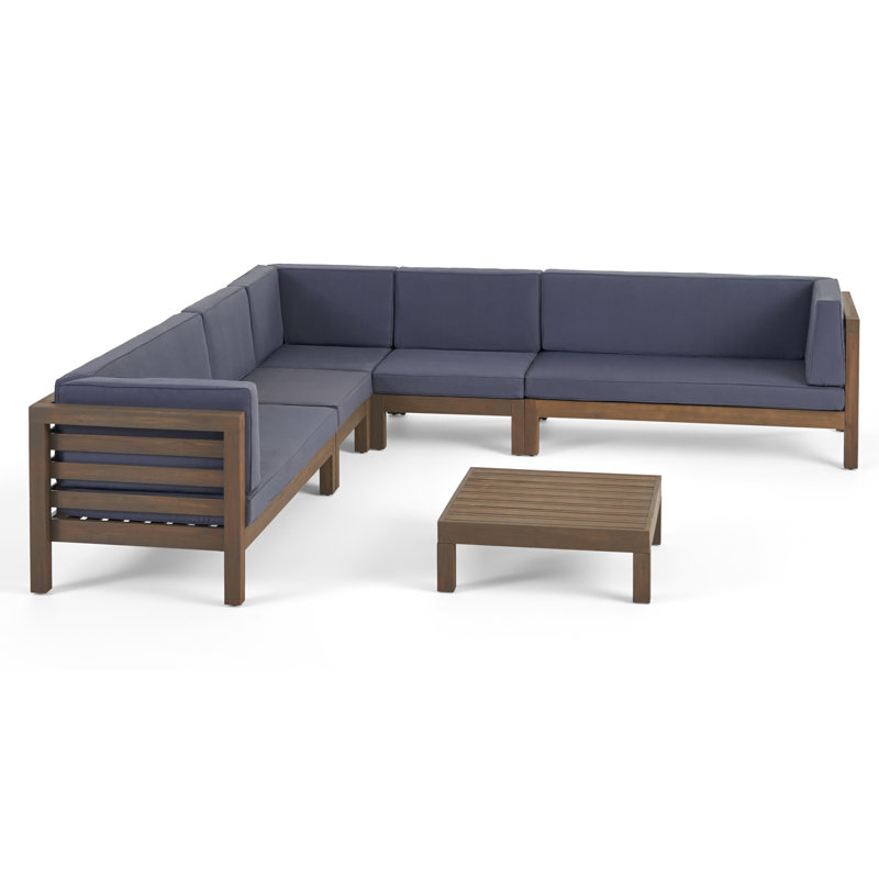 Ensemble de conversation modulaire avec coussins 6 pièces Chesterbrook, Gris foncé