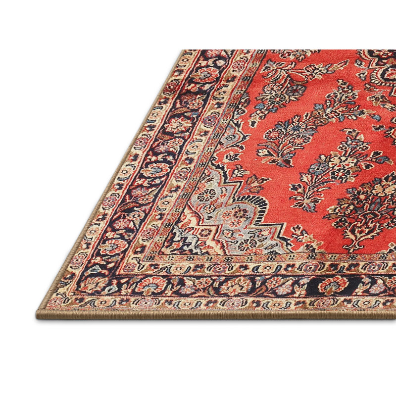 Tapis traditionnel mehroon/noir/crème Halmstad, Rectangle 5 pi x 8 pi