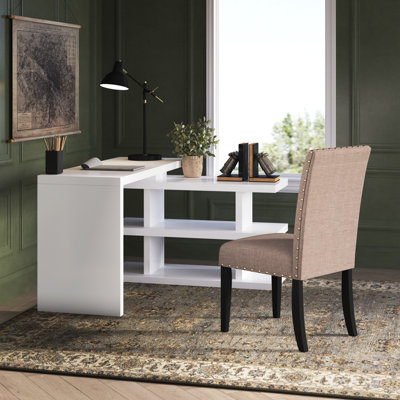 Madruga Contemporary Reversible L-Shaped Desk w/ 180 Degree Rotation