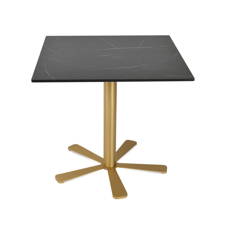 Table carrée compacte en stratifié Daisy, Laiton