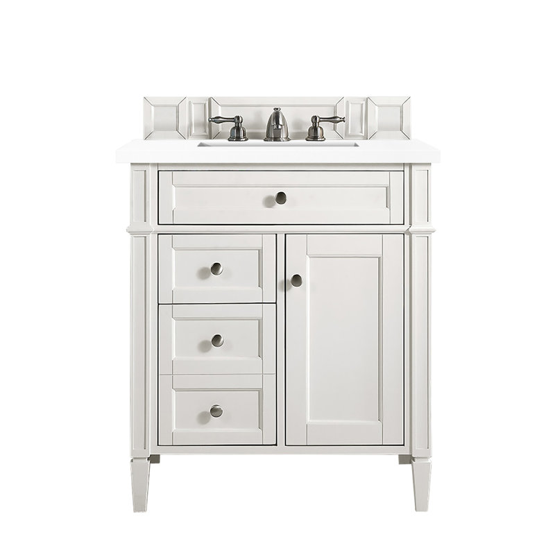 Brittany 30'' W Single Vanity, Bright White, White Zeus, 8" Widespread