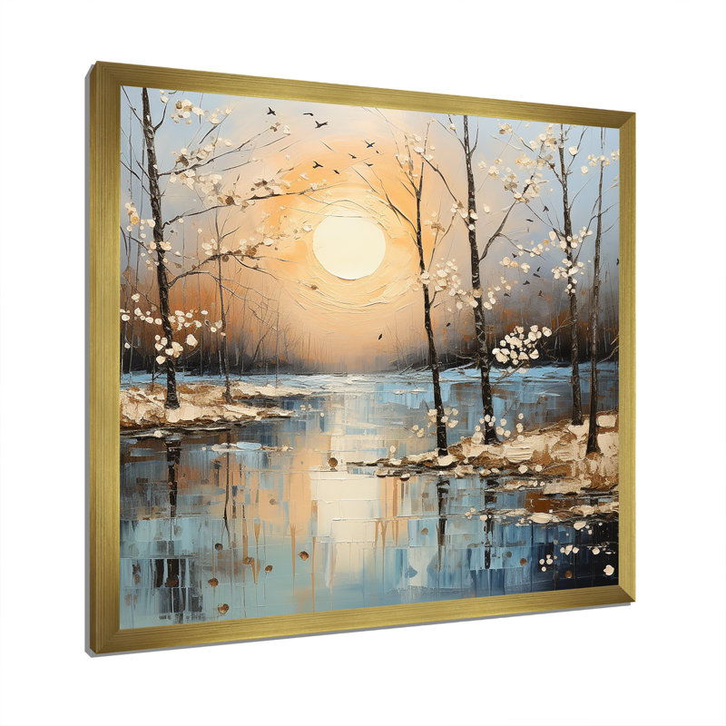 «Grey Spring Time Forest Tranquility II - Fruits», art mural, Gold Picture Framed, 30" H x 30" W