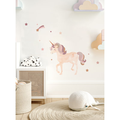 Watercolor Twinkling Unicorn With Stars Wall Sticker