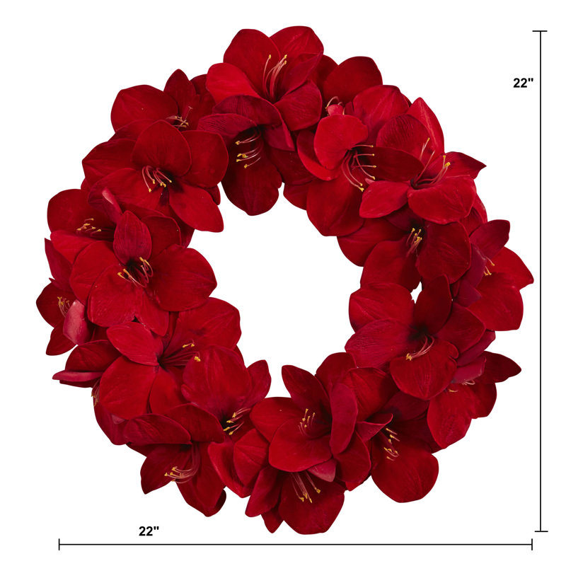 Faux Amaryllis Polyester 22'' Wreath