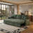 83'' Green Corduroy Sectional Sleeper Sofa with Pull-Out Bed, L-Shaped Cloud Couch with Storage Chaise & USB Charging, Plush Modular Sofa for Living Room or Apartment-329461805