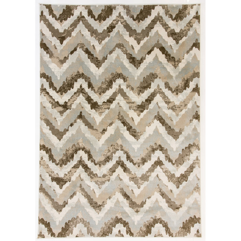 Tapis de zone ivoire/beige Perrinton, Rectangle 5 pi 3 po x 7 pi 7 po