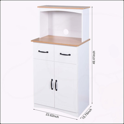 Wooden Kitchen Cabinet White Pantry Storage Microwave Cabinet With Storage Drawer by Ebern Designs
