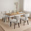 Ensemble de chaises de salle à manger de style Mid-Century moderne, ensemble de 2 chaises d'appoint rembourrées en tissu de lin ferme avec dossier en cuivre, chaises de cuisine avec structure en bois franc-1406849369