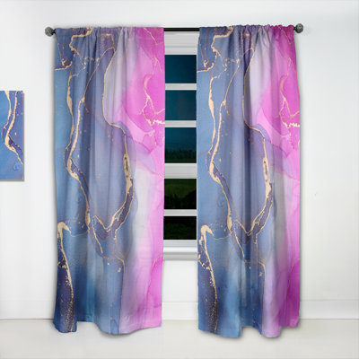 Paire de rideaux semi-transparents avec passe-tringle Abstract