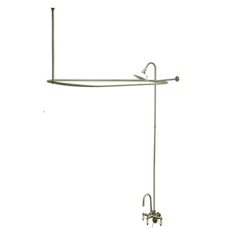 Kingston Brass Vintage Three-Handle 2-Hole Tub Wall Mount Clawfoot Tub Faucet Package with Shower Enclosure, Polished Chrome