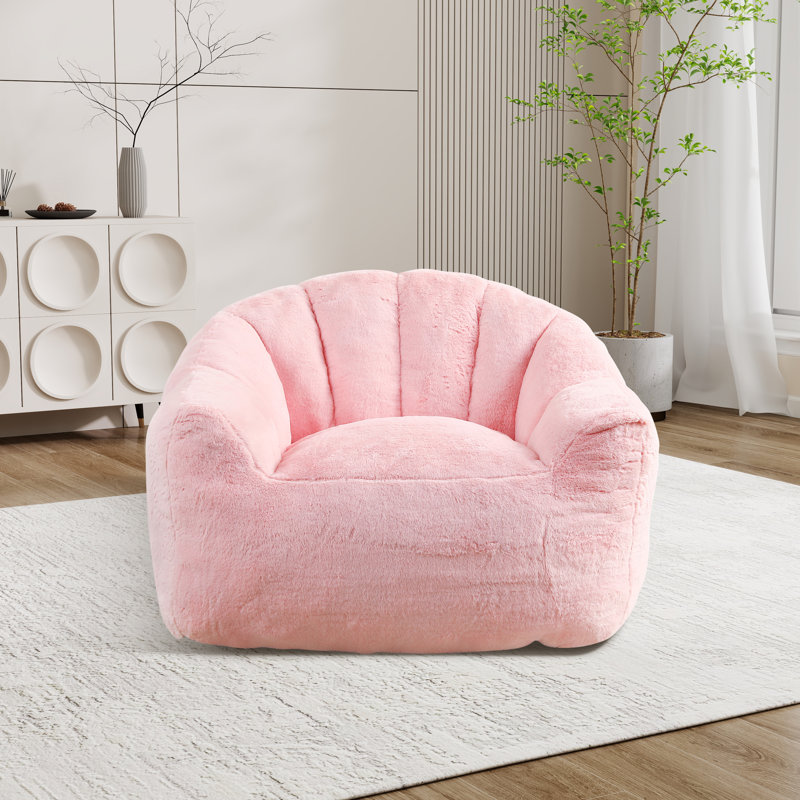 Bean Bag Chair,Tufted Lazy Sofa Comfy Chairs, Fausse fourrure rose