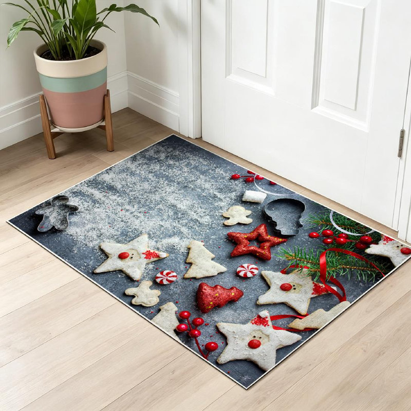 Tapis transparent transparent lavable à la machine, friandises de Noël, Rectangle 32 po x 47 po