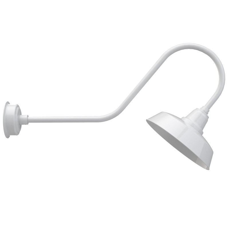Luminaire de grange d’extérieur à del Vandervliet, H 12 po x l 14 po x P 36 po, blanc