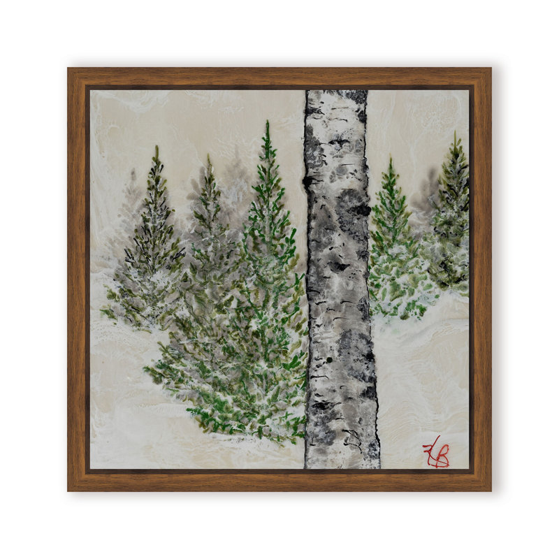 Nature Inspired "Wintered Pines" Canvas Wall Art By , 12" H x 12" W, Framed Canvas, Brown