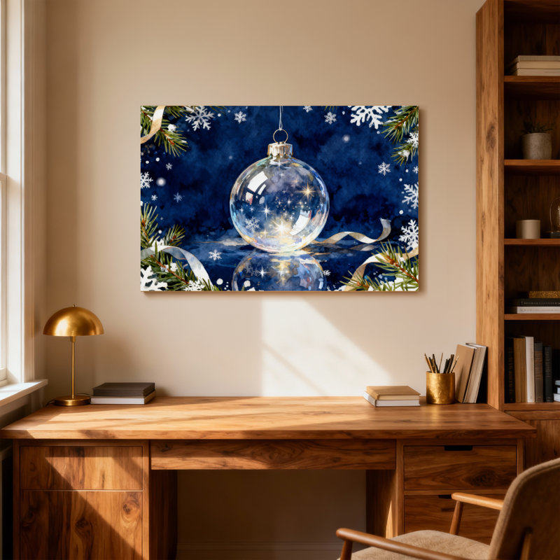 Ornement de Noël avec flocons de neige et branches de pin, H 28 po x l 40 po