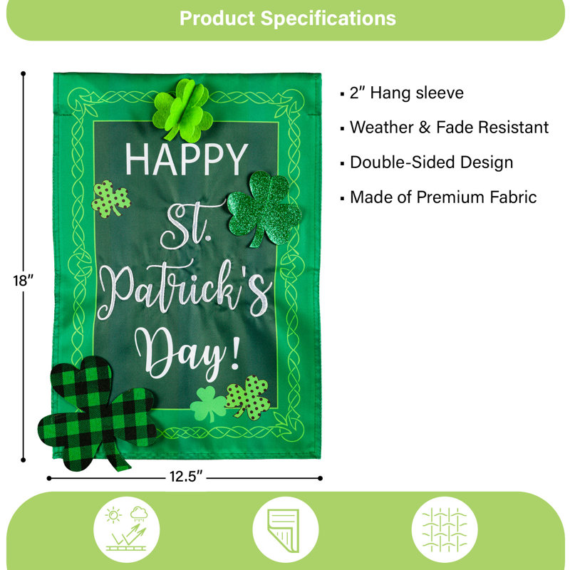 Drapeau appliques de jardin St. Patrick's Shamrocks