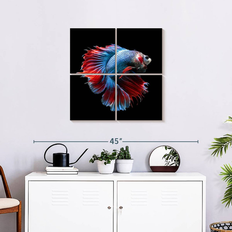 Brampt Blue And Red Betta Fish, 26" H x 26" W