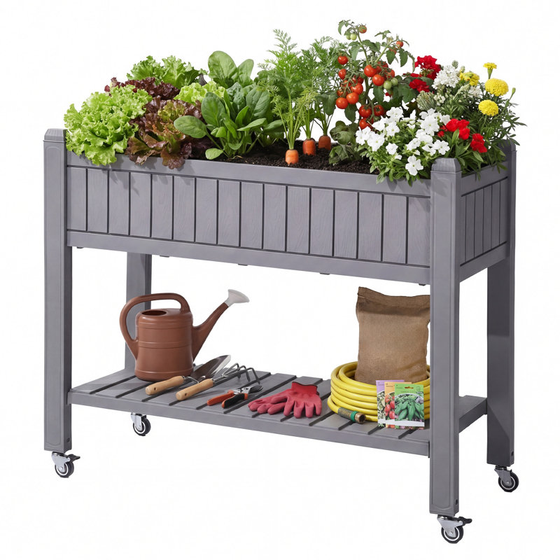 42.5''W X 35.4''H Resin Raised Garden Bed-Light Brown, Light Brown