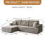Canapé-lit modulaire en L à droite, canapé modulaire en velours côtelé avec méridienne, convertible en lit, design minimaliste moderne pour les petits espaces, les appartements et les salons-647265766-647265767