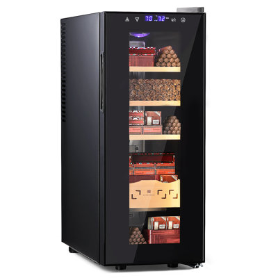 Brayden Studio® Mnc-4041 35L Electric Cigar Humidor Cabinet For 250 Counts, Temperature & Humidity Control, Cooling & Heating, Cedar Wood