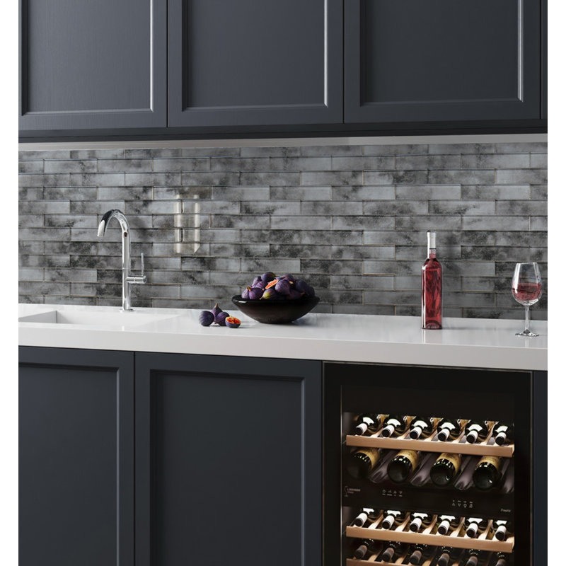 2X8 Subway Glass Mosaic Tile, Suede