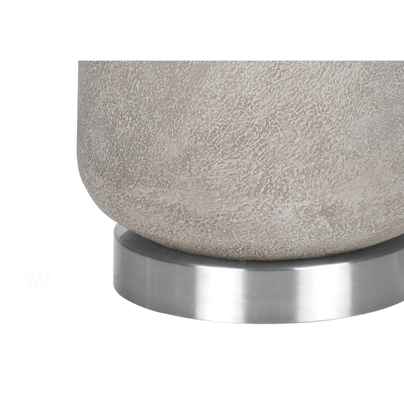 Lighting, H 29 po, lampe de table, résine grise, abat-jour ivoire / crème, moderne
