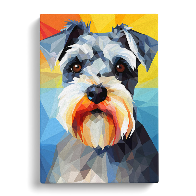 Schnauzer Geometric - Wrapped Canvas, 76cm H x 50cm W x 3cm D