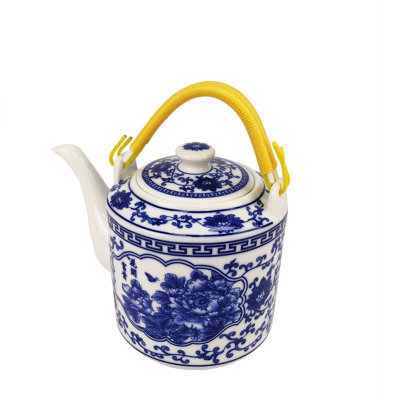 Petite théière en céramique en porcelaine de 2 litres avec motif floral, 1,5 lb sans le plateau de la cuisinière