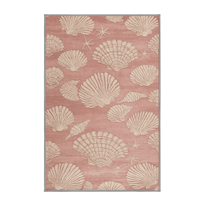  Tapis nautique lavable rose coquillage, Rectangle 6 pi x 9 pi
