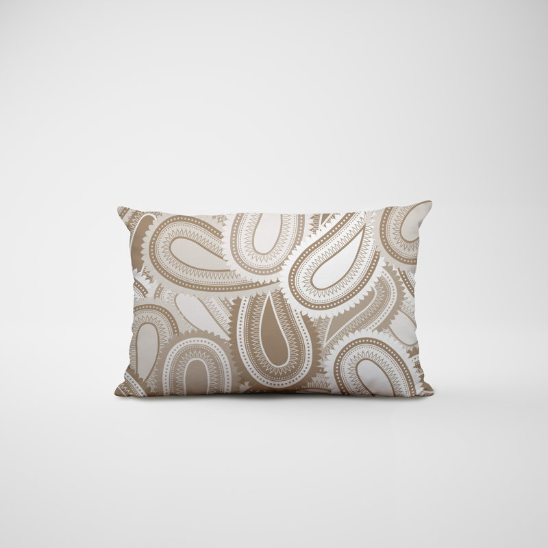 Paisley Outdoor Reversible Throw Pillow, Beige