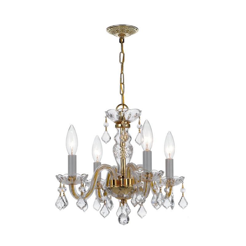 Eivind 4 - Light Candle Style Classic / Traditional Chandelier, Swarovski Spectra, Polished Brass